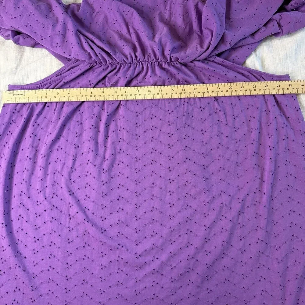 Woman Within Purple Eyelet Off the Shoulder Blouse Top Size 2X 26/28 Feminine